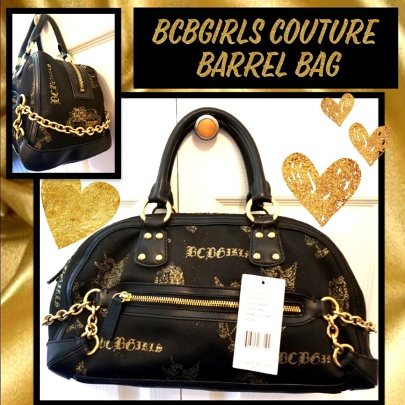 💖NWT: BCBGIRLS COUTURE BARREL BAG w/Purple Sateen - Picture 2 of 7